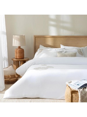 Chakra Monstera Bamboo Extra King Size Duvet Cover Set 260X220 cm Ecru