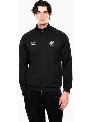 Ea7 Men's Zip-Up Sweatshirt Black
