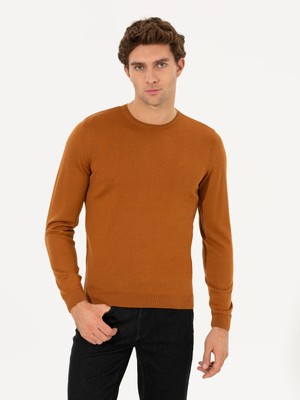 Cacharel Cinnamon Slim Fit Crew Neck Basic Knit Sweater