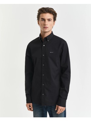 Gant Men's Black Slim Fit Oxford Shirt