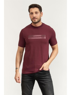 Karl Lagerfeld Crewneck Men's Crew Neck T-Shirt Burgundy
