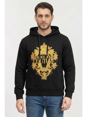 Versace Jeans Couture R Baroque Crystal Men's Hooded Sweatshirt Black
