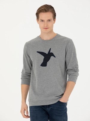 Cacharel Grey Melange Crew Neck Sweatshirt
