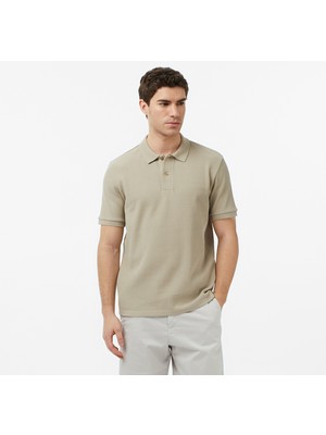 Nautica Men's Beige Slim Fit Polo Collar T-Shirt