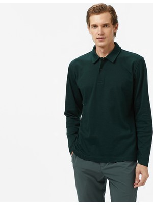 Nautica Men's Green Classic Fit Long Sleeve Polo Collar T-Shirt