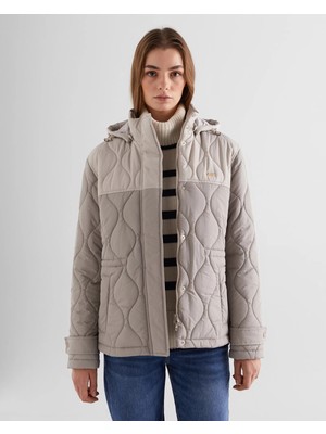 Gant Women's Beige Hooded Quilted Jacket