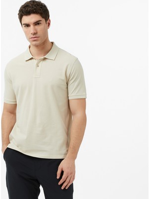 Nautica Men's Beige Regular Fit Polo Collar T-Shirt