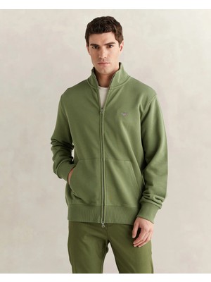 Gant Men's Green Zip Logo Sweatshirt