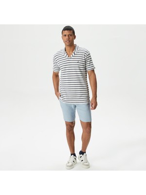 Nautica Men's Blue Slim Fit Linen Shorts