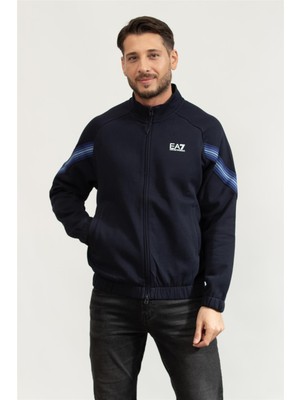 Ea7 Men's Zip-Up Sweatshirt Blue