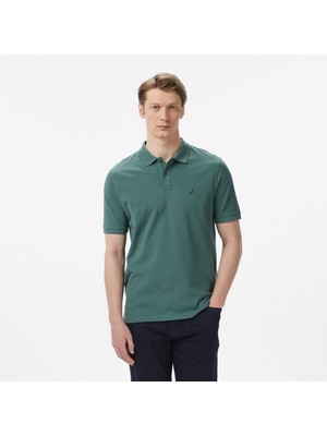 Nautica Men's Green Regular Fit Polo Collar T-Shirt