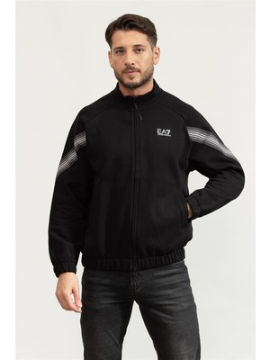 Ea7 Men's Zip-Up Sweatshirt Black