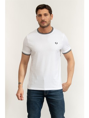 Fred Perry Twin Tipped T-Shirt Men's Crew Neck T-Shirt White