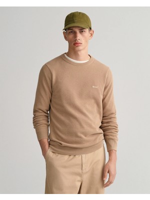 Gant Men's Beige Regular Fit Crew Neck Sweater
