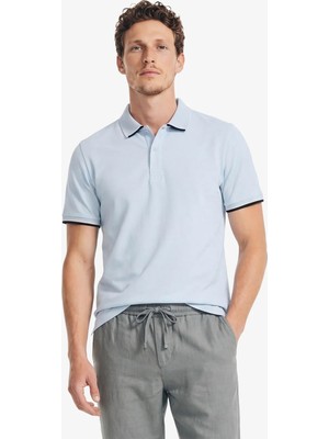 Nautica Men's Blue Regular Fit Pima Cotton Polo Collar T-Shirt
