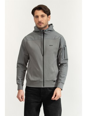 Boss Men's Zip-Up Sweatshirt Beige