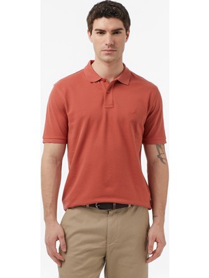 Nautica Men's Red Regular Fit Polo Collar T-Shirt