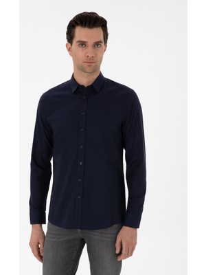 Cacharel Navy Slim Fit Long Sleeve Shirt