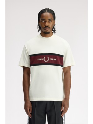 Fred Perry Embroidered Panel Men's Crew Neck T-Shirt Ecru