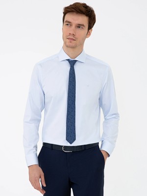 Cacharel Light Blue Modern Fit Long Sleeve Basic Shirt