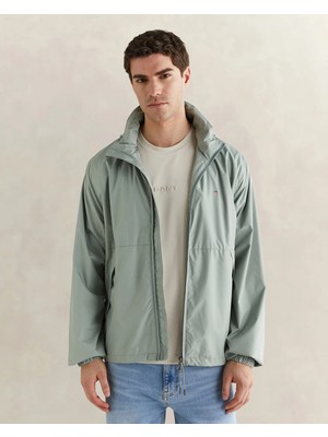 Gant Men's Green Stand Collar Logo Raincoat