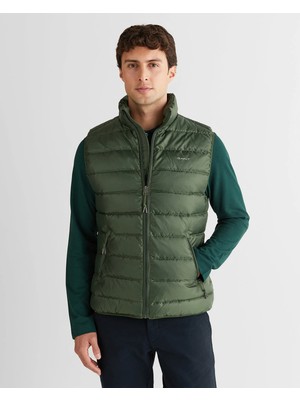 Gant Men's Green Regular Fit Stand Collar Goose Down Vest