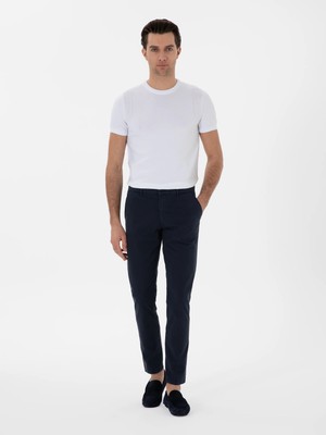 Cacharel Navy Slim Fit Cotton Blend Chino Trousers