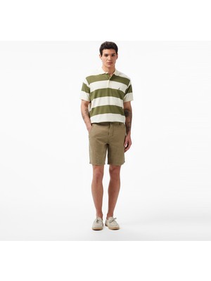 Nautica Men's Green Slim Fit Linen Shorts