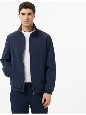 Nautica Men's Navy Regular Fit Stand Collar Water-Repellent Coat