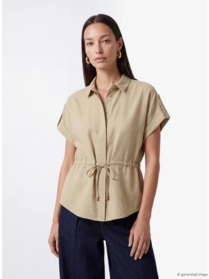 Lc Waikiki Yeni Sezon Yeşil Bağcıklı Oversize Kadın Gömlek