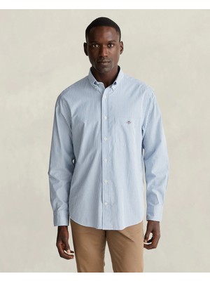 Gant Men's Blue Regular Fit Poplin Shirt