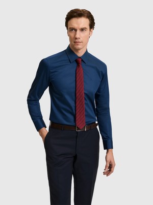 Cacharel Navy Slim Fit Classic Collar Basic Shirt