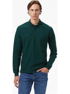 Nautica Men's Green Classic Fit Long Sleeve Polo Collar T-Shirt