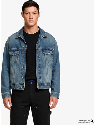 Hugo Loose Fit Stonewashed Men's Blue Denim Jacket