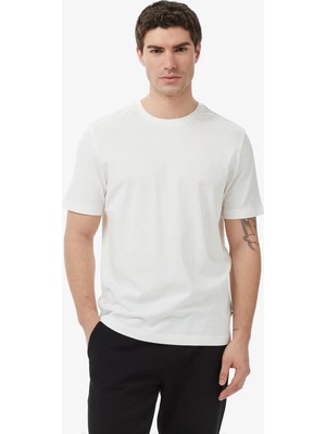 Nautica Men's Cream Regular Fit Striped T-Shirt