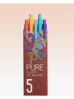 Kaco x Paperora Pure Classic 0.5 mm Renkli Jel Kalem Seti (5 Renk)