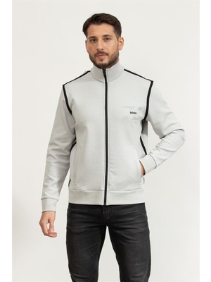Boss Men's Zip-Up Sweatshirt Light Grey