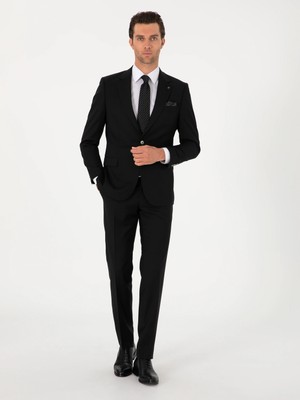 Cacharel Black Slim Fit %100 Wool Classic Suit
