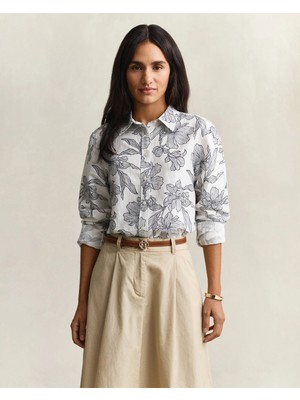 Gant Women's White Regular Fit Floral Print Shirt