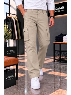 Wkm Erkek Casual Gabardin Regular Fit Kargo Pantolon