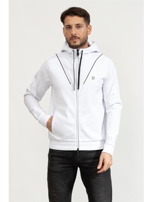 Boss Men's Zip-Up Sweatshirt White