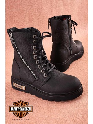 Harley Davidson Harley Davıdson Black Genuine Leather Women's Boots & Booties M0777053903