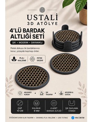 Belirtilmemiş Modern Bardak Altlığı 4lü