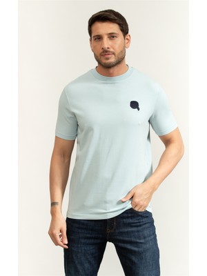 Karl Lagerfeld Men's Crew Neck T-Shirt Light Blue