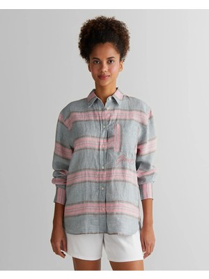 Gant Women's Grey Classic Collar Striped Shirt