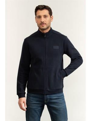 Ea7 Men's Zip-Up Sweatshirt Blue