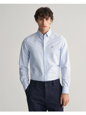 Gant Men's Blue Slim Fit Button-Down Collar Shirt