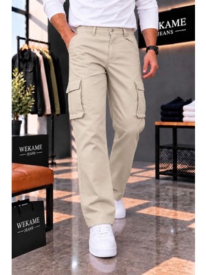 Wkm Erkek Casual Gabardin Regular Fit Kargo Pantolon