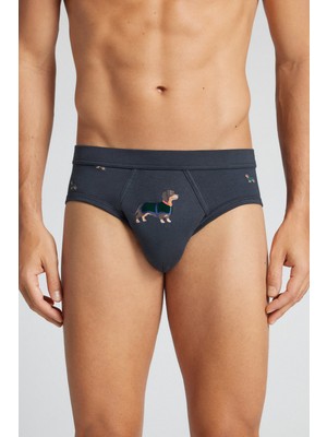 Intimissimi Men's Basset Print Pima Cotton Briefs