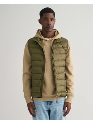 Gant Men's Green Stand Collar Quilted Vest